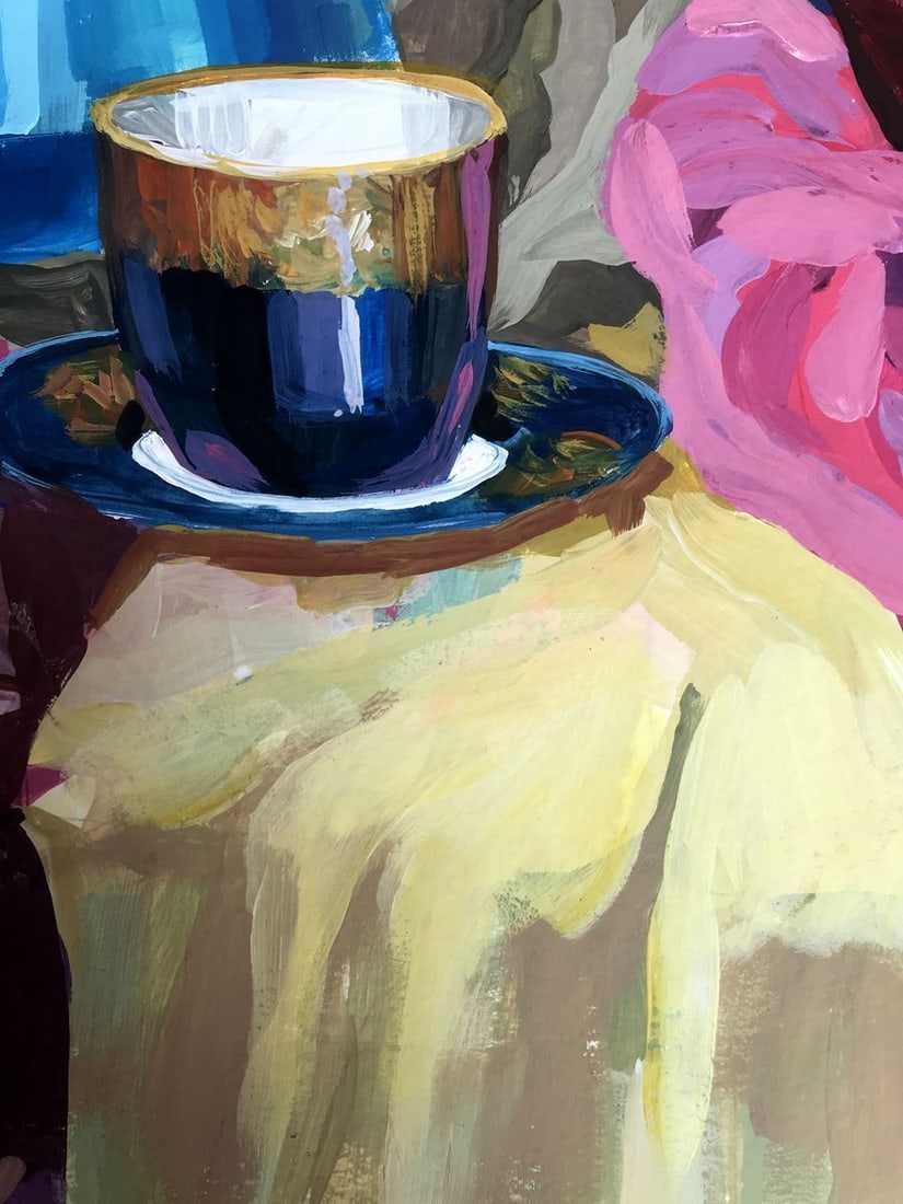 Gouache painting Kettle on the table Unknown artist - 9
