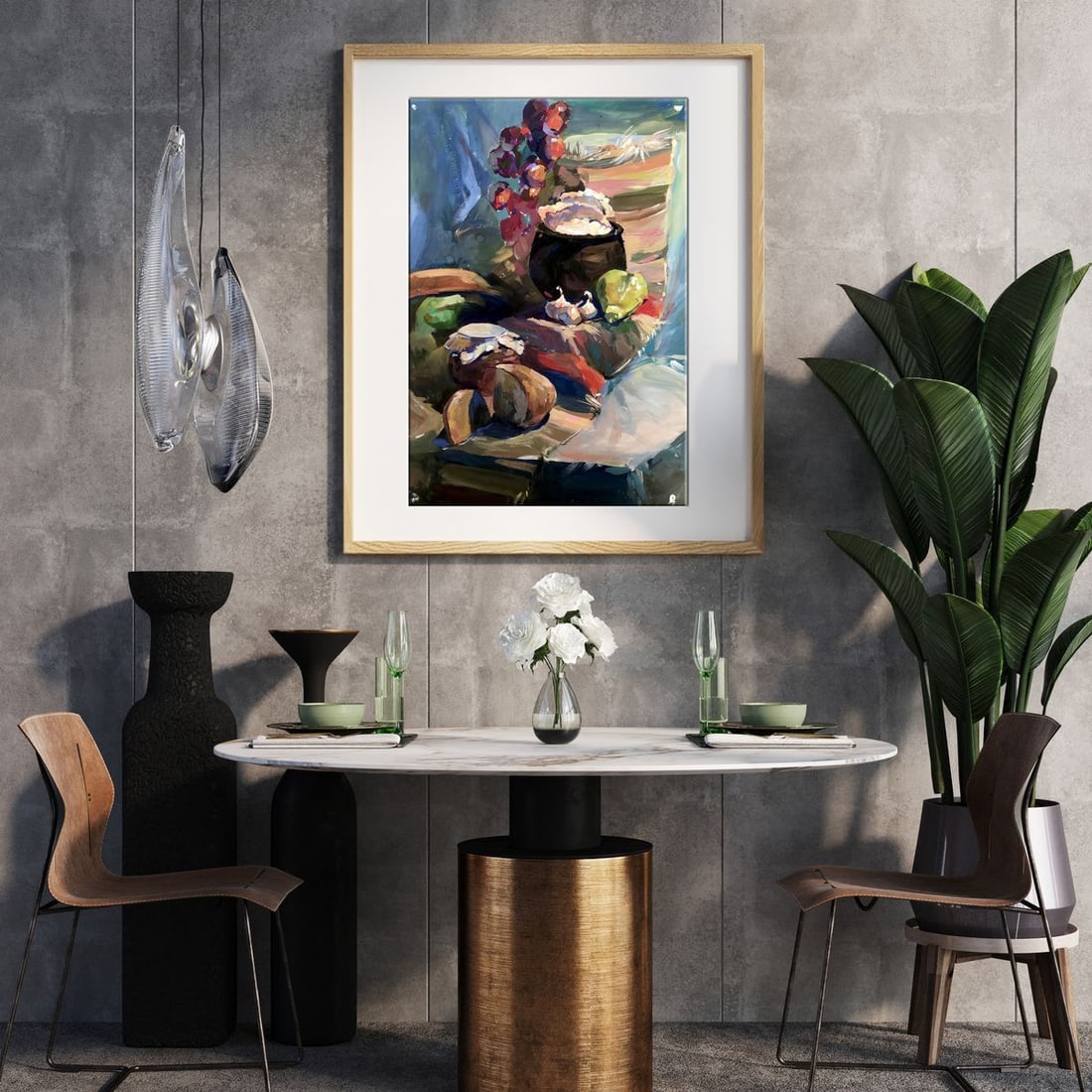 Gouache painting Set the table Unknown artist - 2