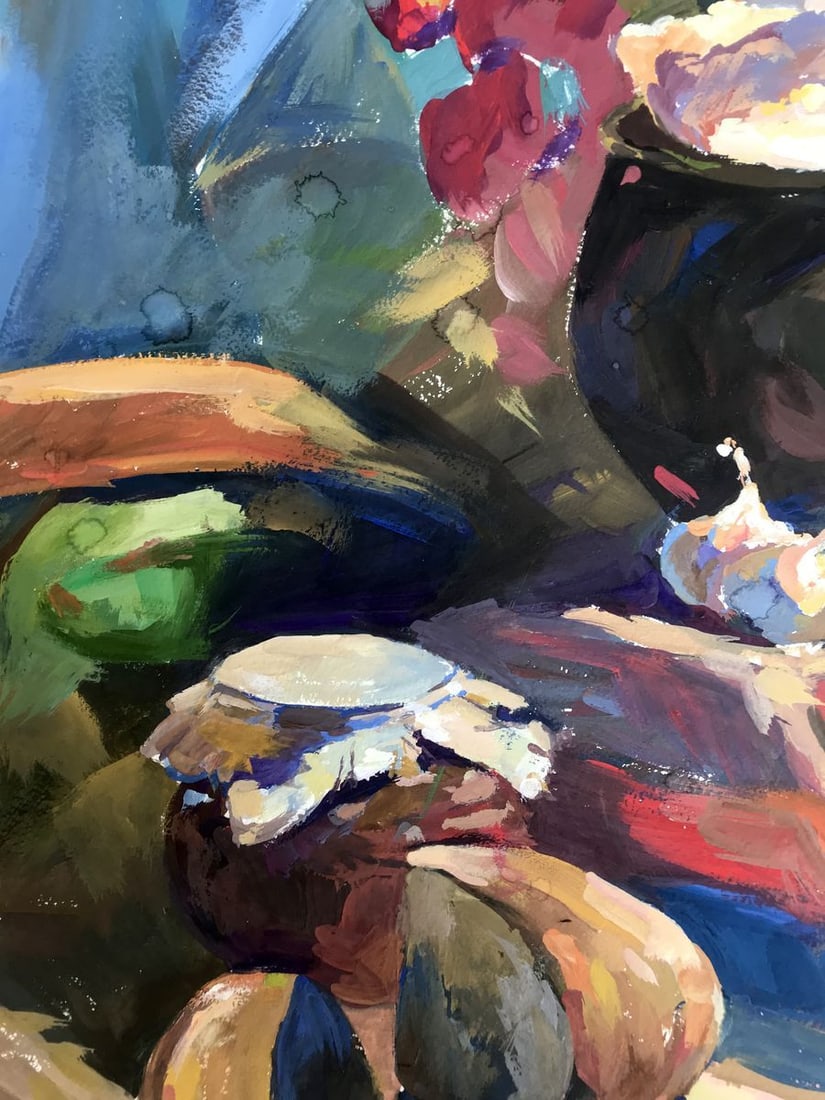 Gouache painting Set the table Unknown artist - 6