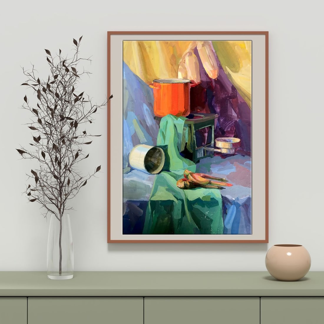 Gouache painting Rural Still Life Unknown artist - 2