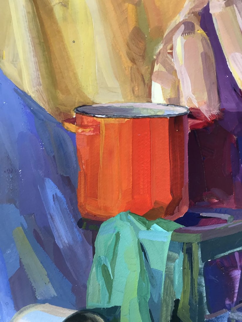 Gouache painting Rural Still Life Unknown artist - 4