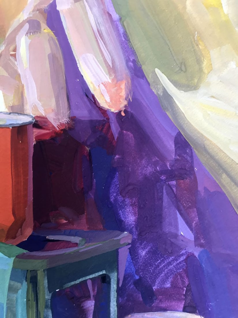 Gouache painting Rural Still Life Unknown artist - 5