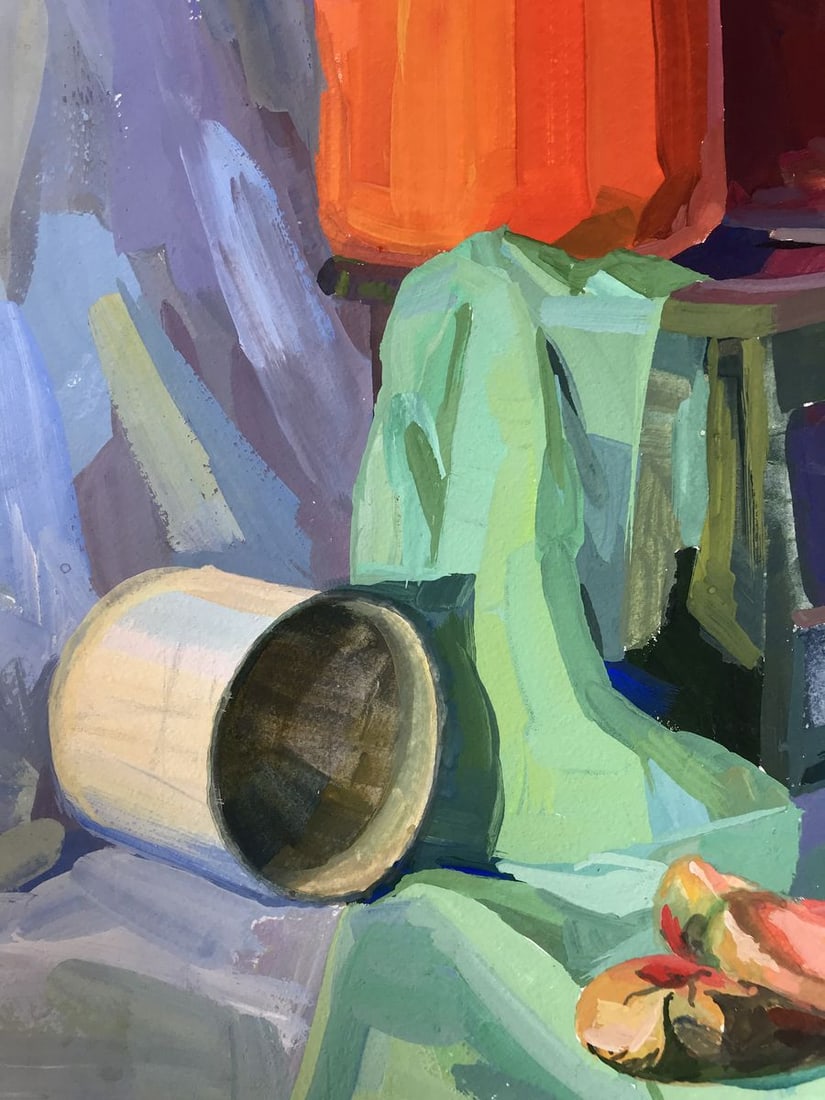Gouache painting Rural Still Life Unknown artist - 6