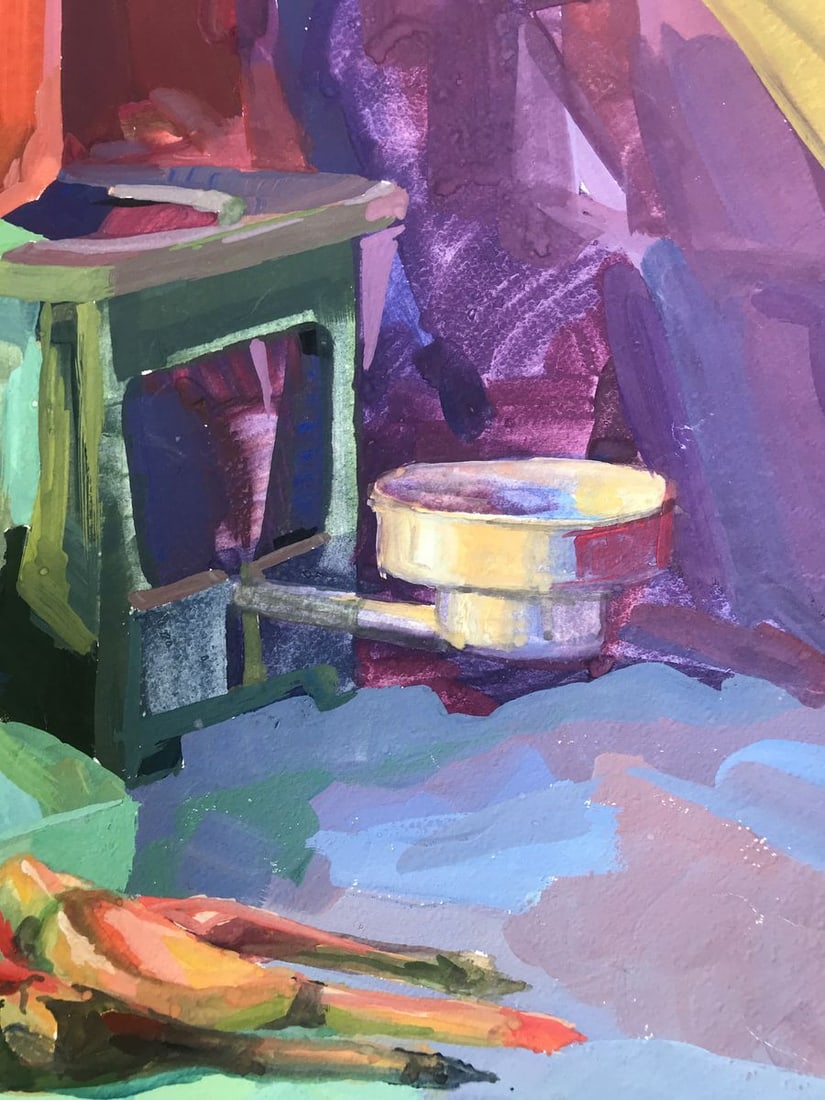 Gouache painting Rural Still Life Unknown artist - 7