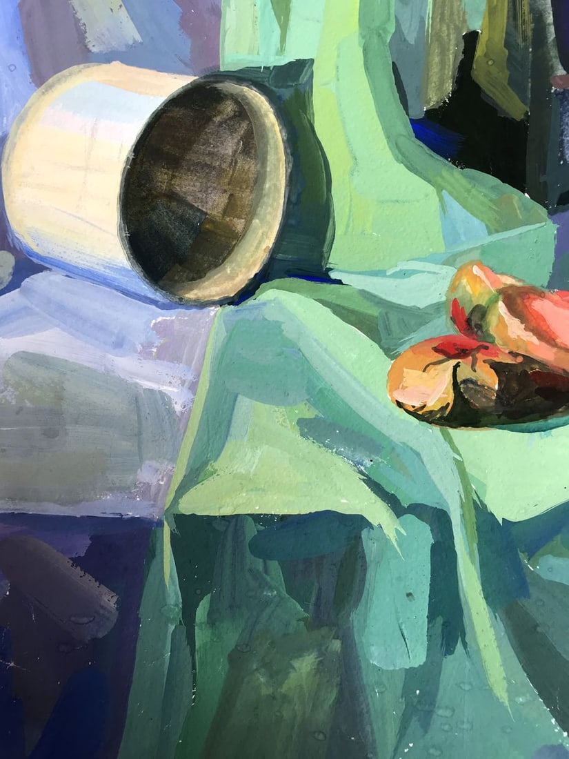 Gouache painting Rural Still Life Unknown artist - 8