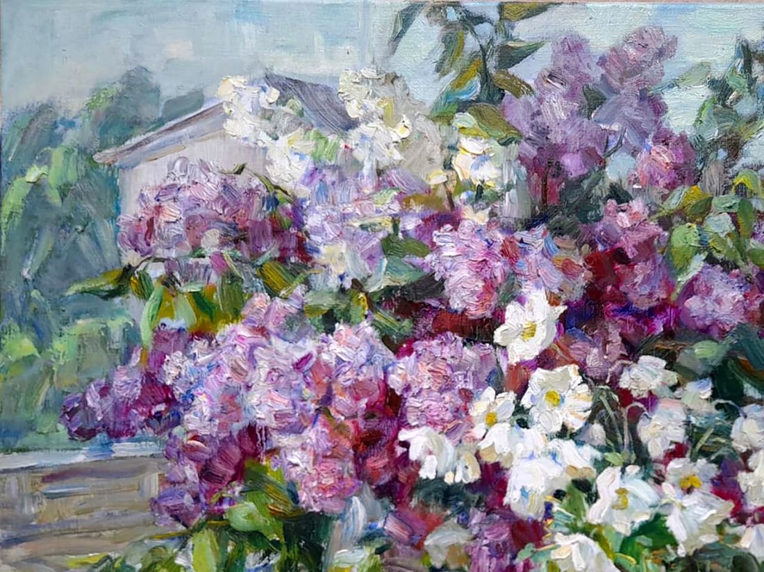 Oil painting purple bouquet Kovalenko Ivan Mikhailovich - 2