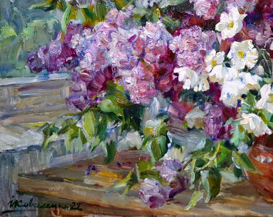 Oil painting purple bouquet Kovalenko Ivan Mikhailovich - 4