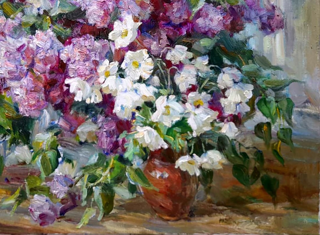 Oil painting purple bouquet Kovalenko Ivan Mikhailovich - 5