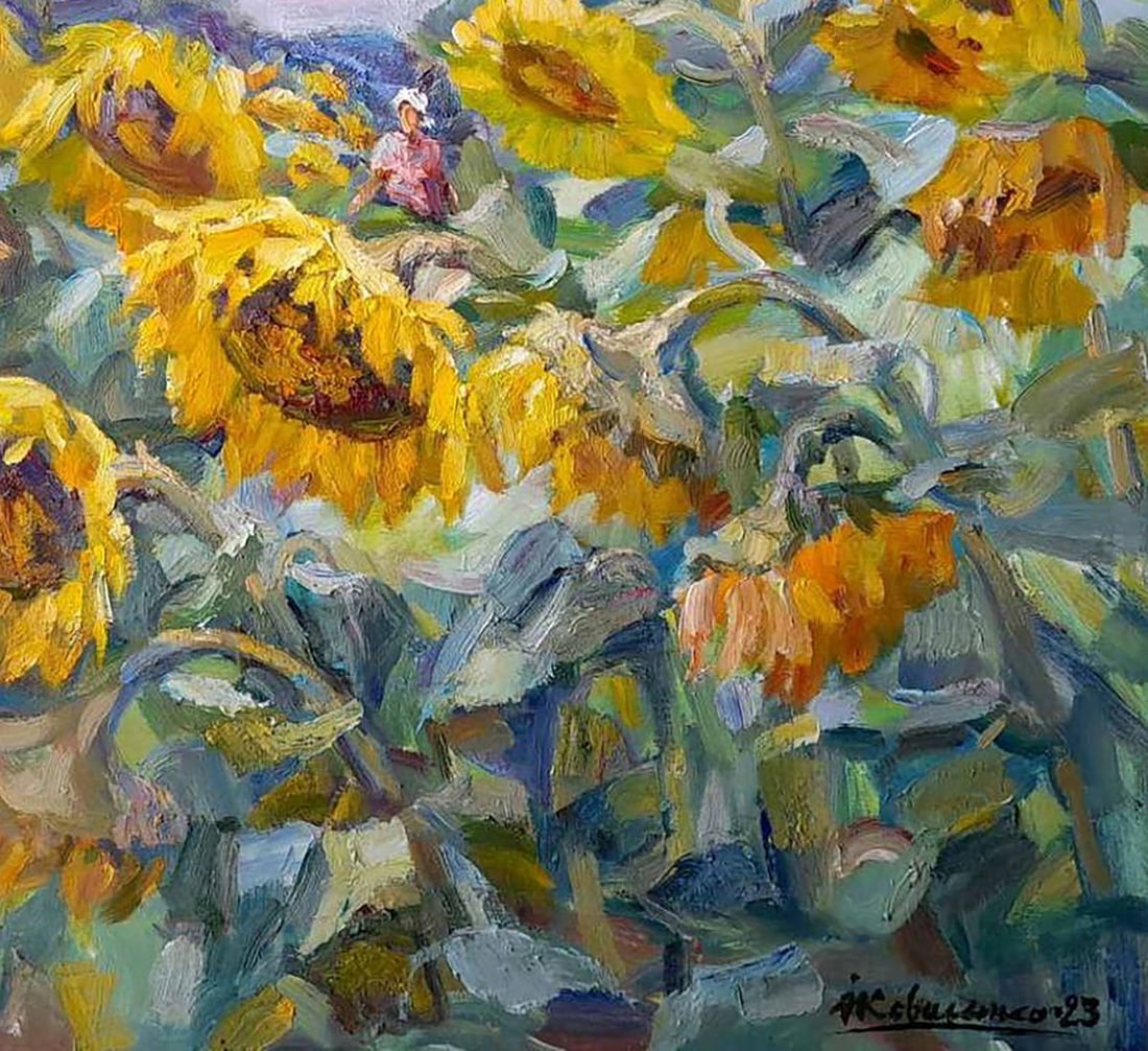 Oi painting Among the sunflowers Kovalenko Ivan Mikhailovich - 5