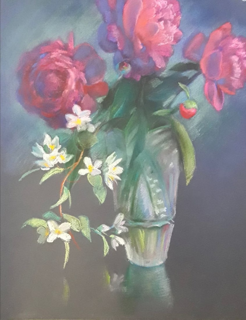 Pastel painting Peonies and jasmine Serdyuk Boris Petrovich - 3