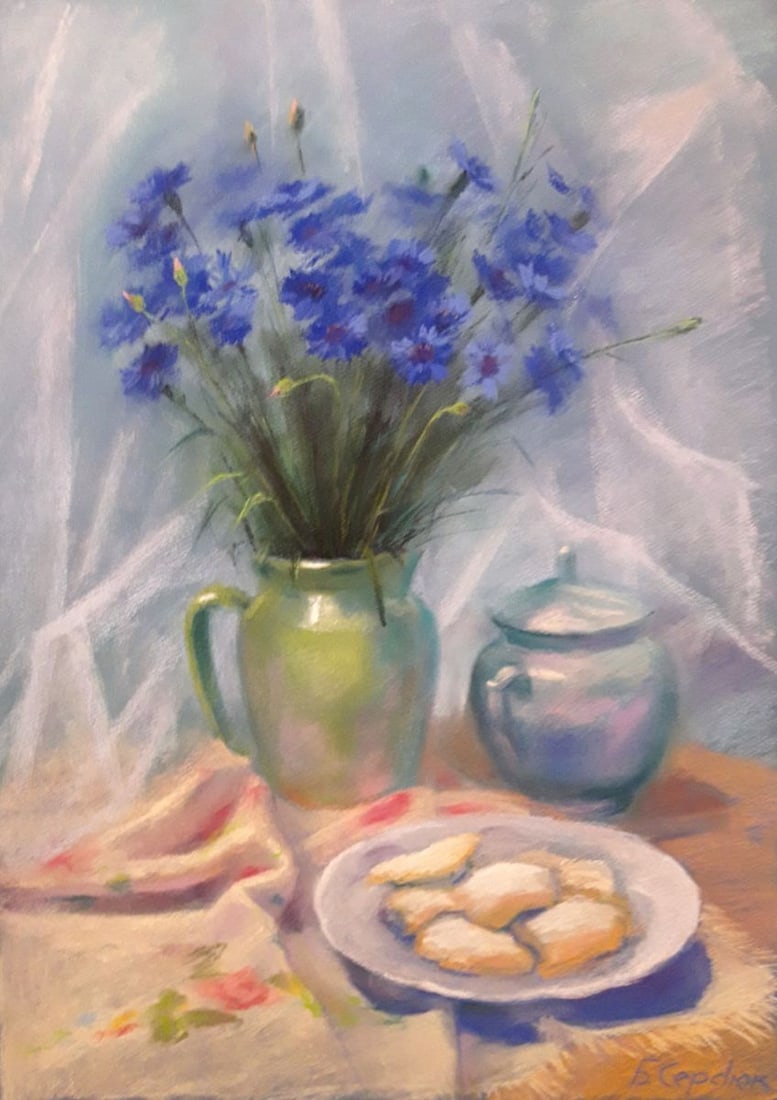 Pastel painting Cornflowers Serdyuk Boris Petrovich (1 of 5)