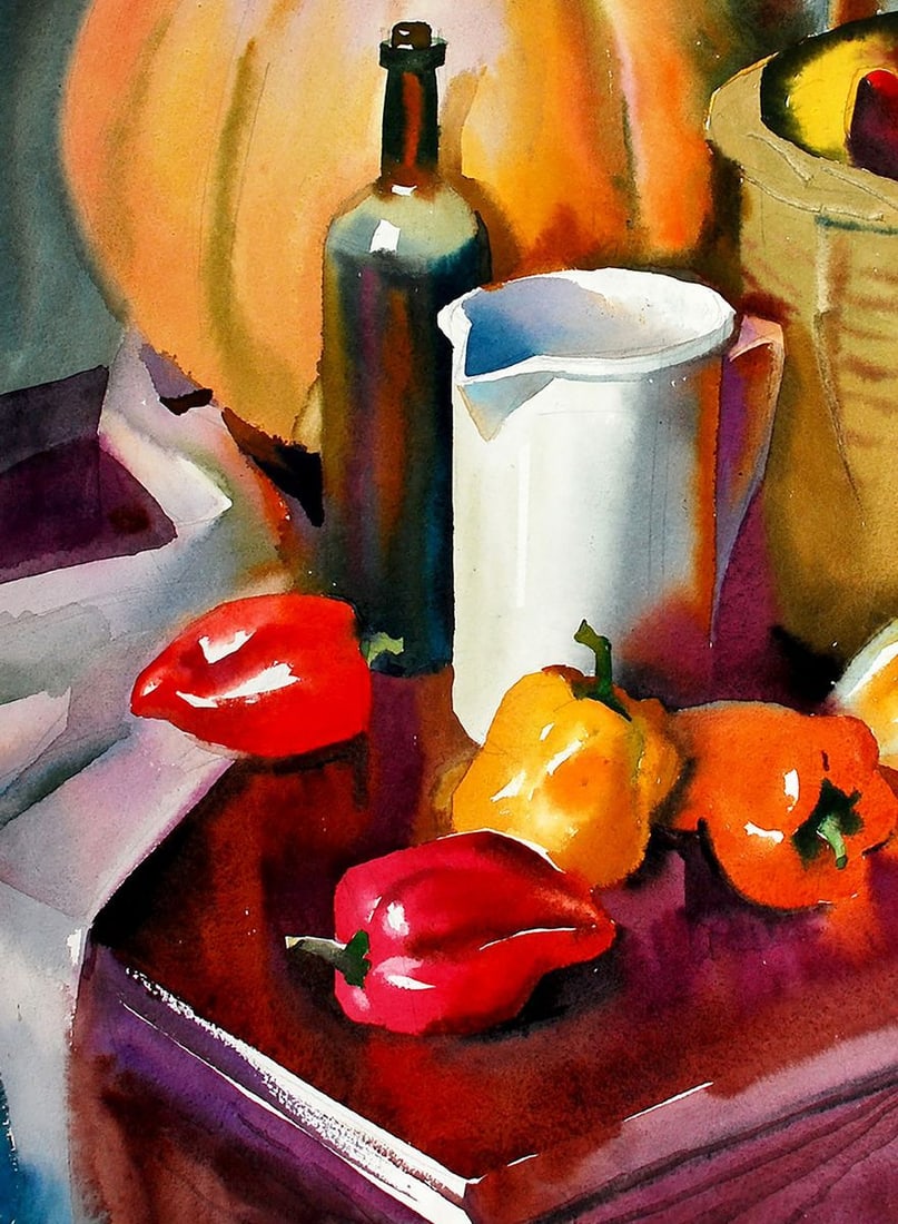 Watercolor painting Still life with pumpkin Egor Ktpatunov - 2