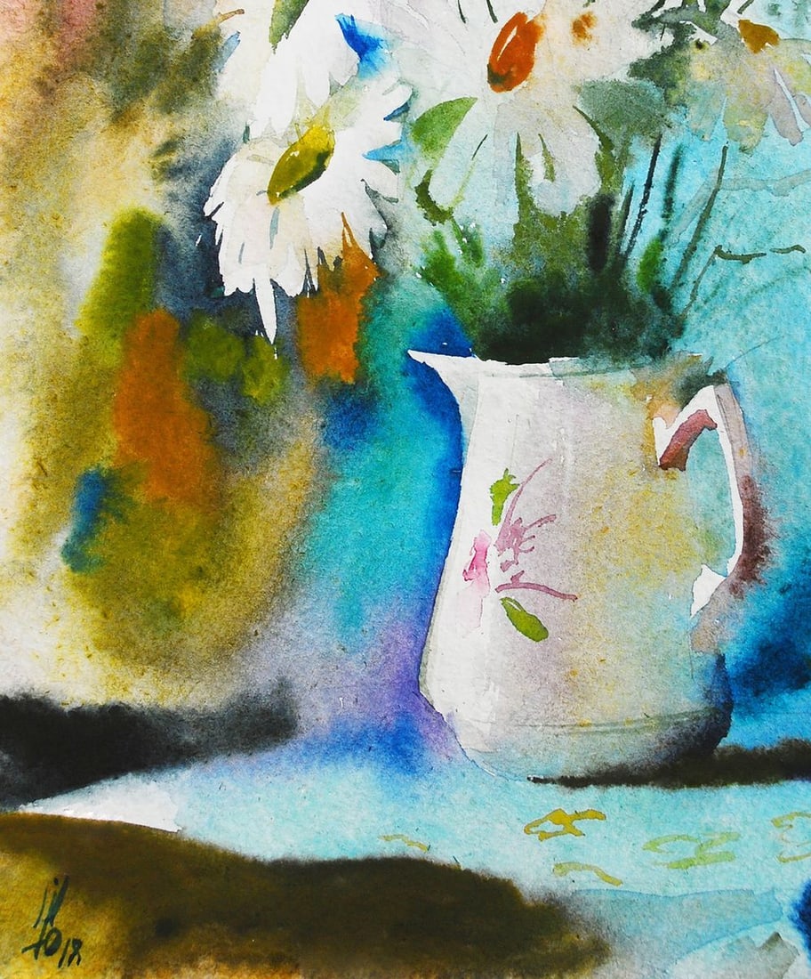 Watercolor painting Chamomile Egor Ktpatunov - 2