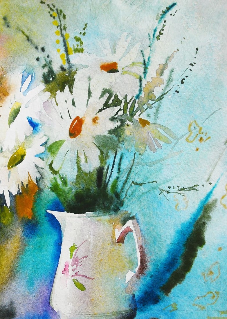 Watercolor painting Chamomile Egor Ktpatunov - 3