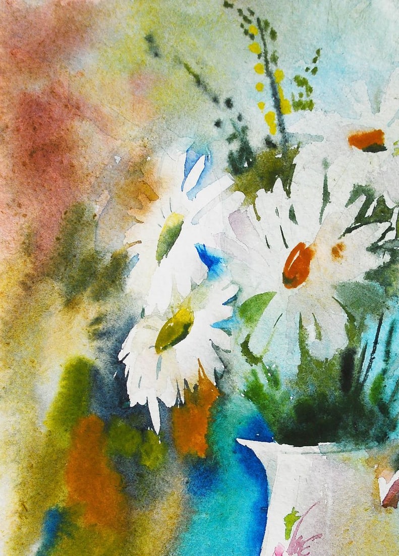Watercolor painting Chamomile Egor Ktpatunov - 4