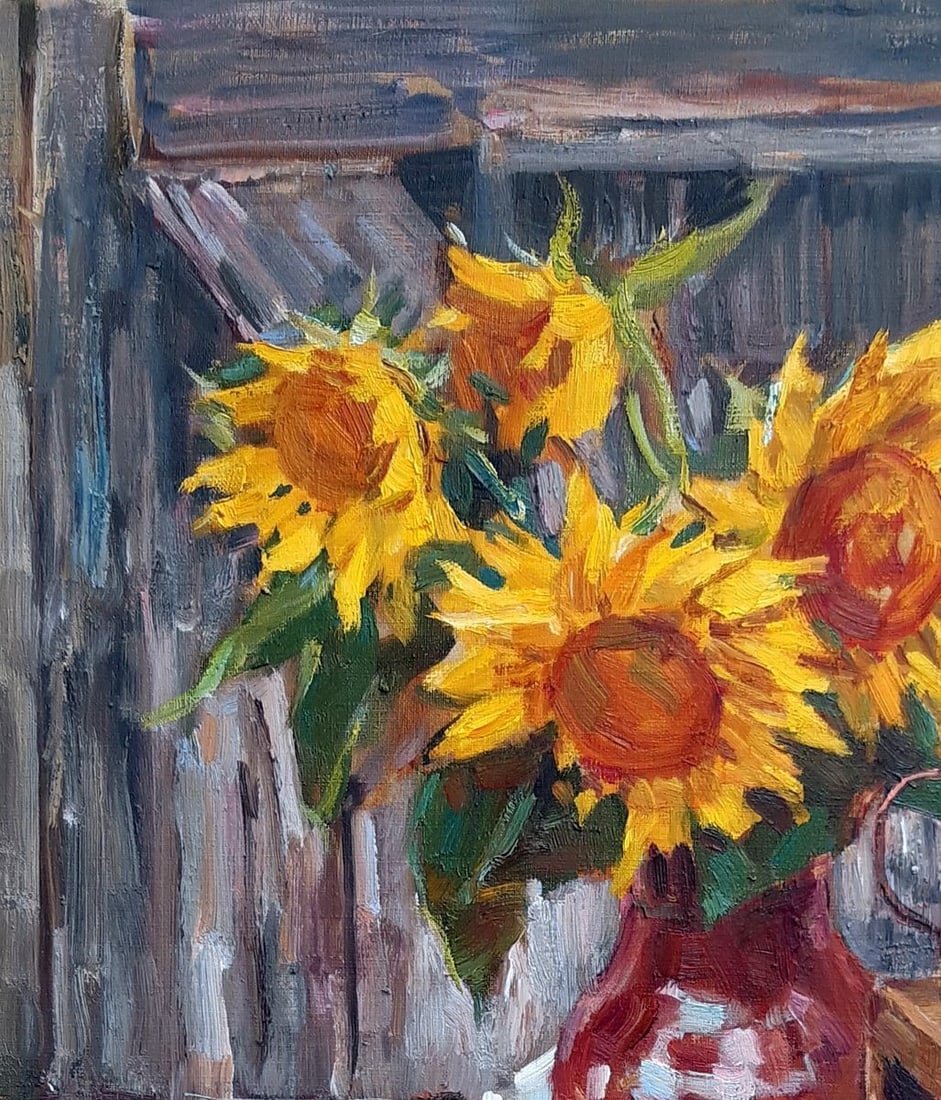 Oli painting Sunflowers and lantern Tepeta Miacheslav - 2