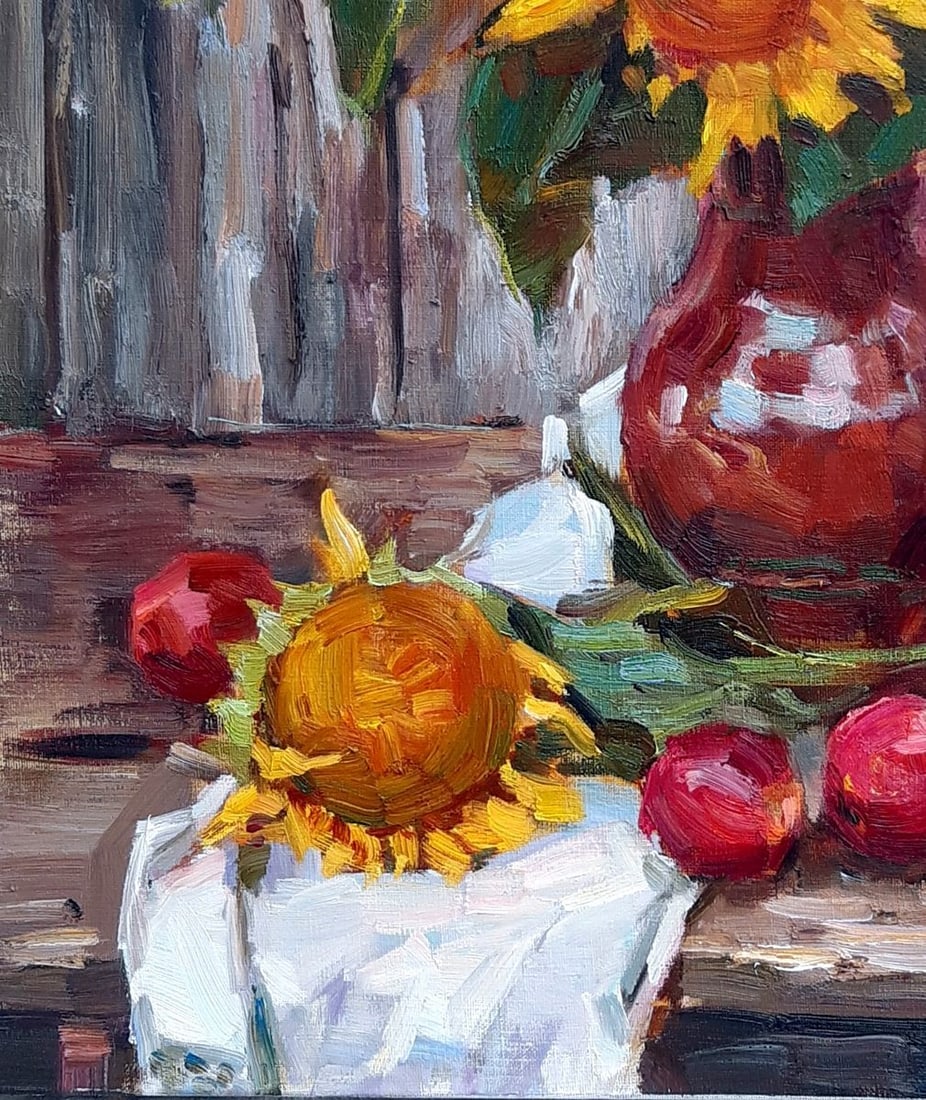 Oli painting Sunflowers and lantern Tepeta Miacheslav - 4