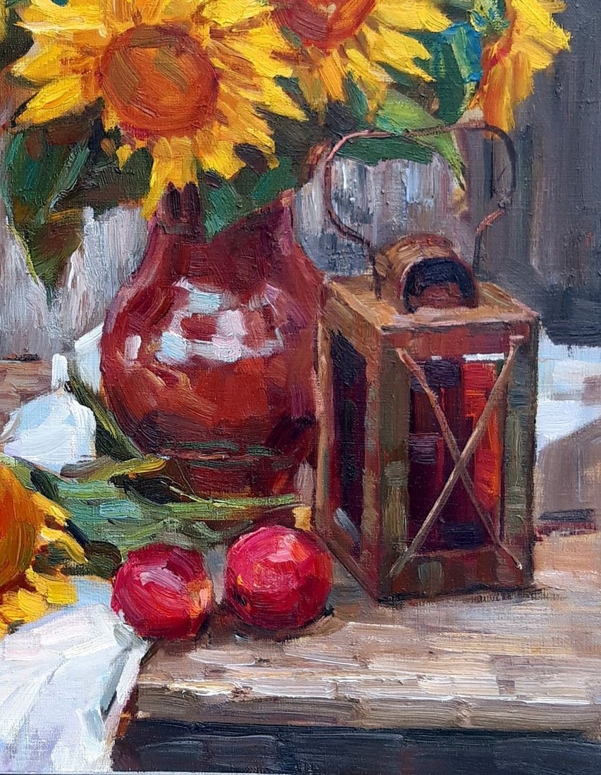 Oli painting Sunflowers and lantern Tepeta Miacheslav - 5