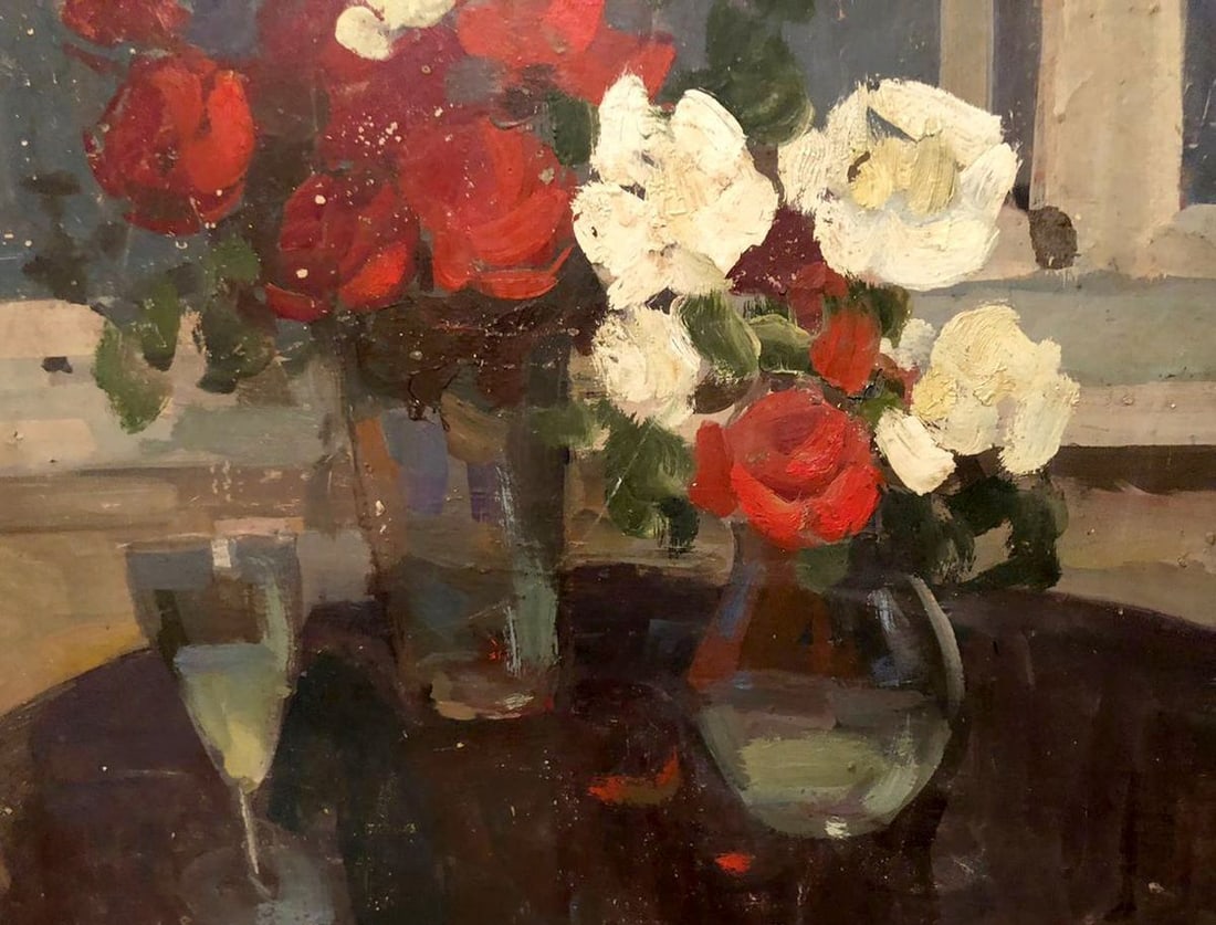 Oil painting Roses on the table - 2