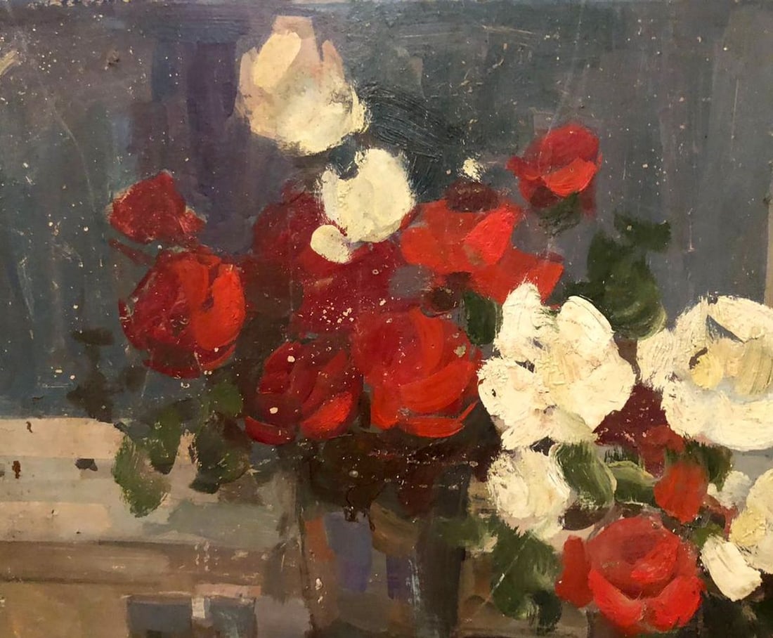 Oil painting Roses on the table - 3