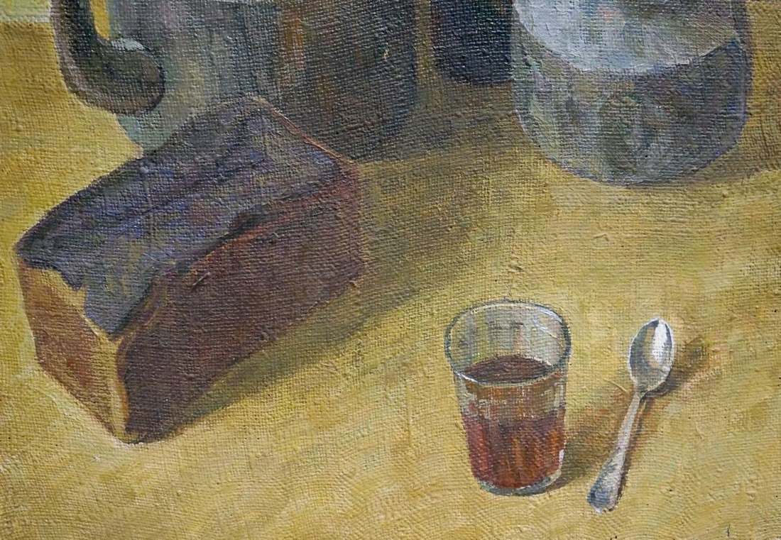 Oil painting Still life with bread and tea Degtyarev Alexander Grigorievich - 2