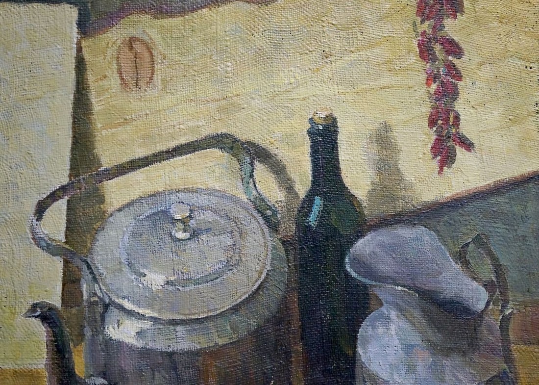 Oil painting Still life with bread and tea Degtyarev Alexander Grigorievich - 3