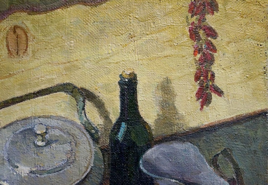 Oil painting Still life with bread and tea Degtyarev Alexander Grigorievich - 4