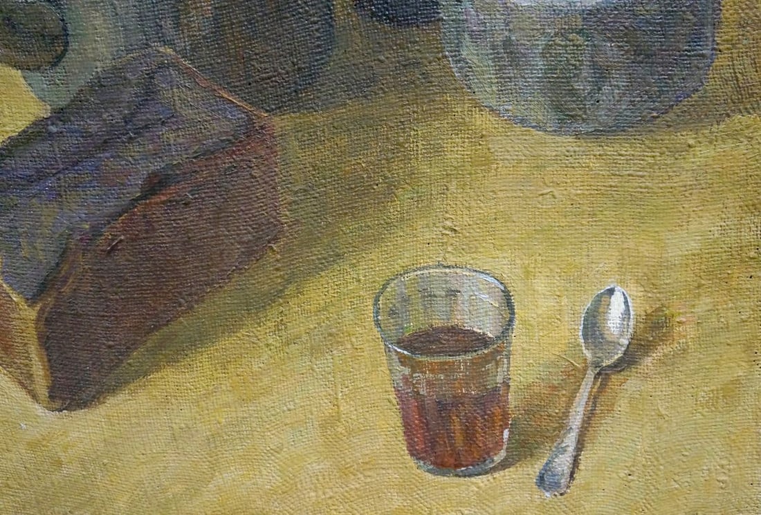 Oil painting Still life with bread and tea Degtyarev Alexander Grigorievich - 5
