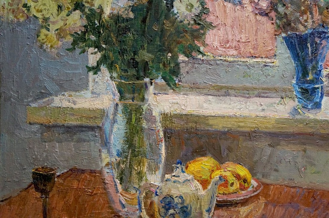 Oil painting Flowers by the window Peter Kuzmich Stolyarenko - 3