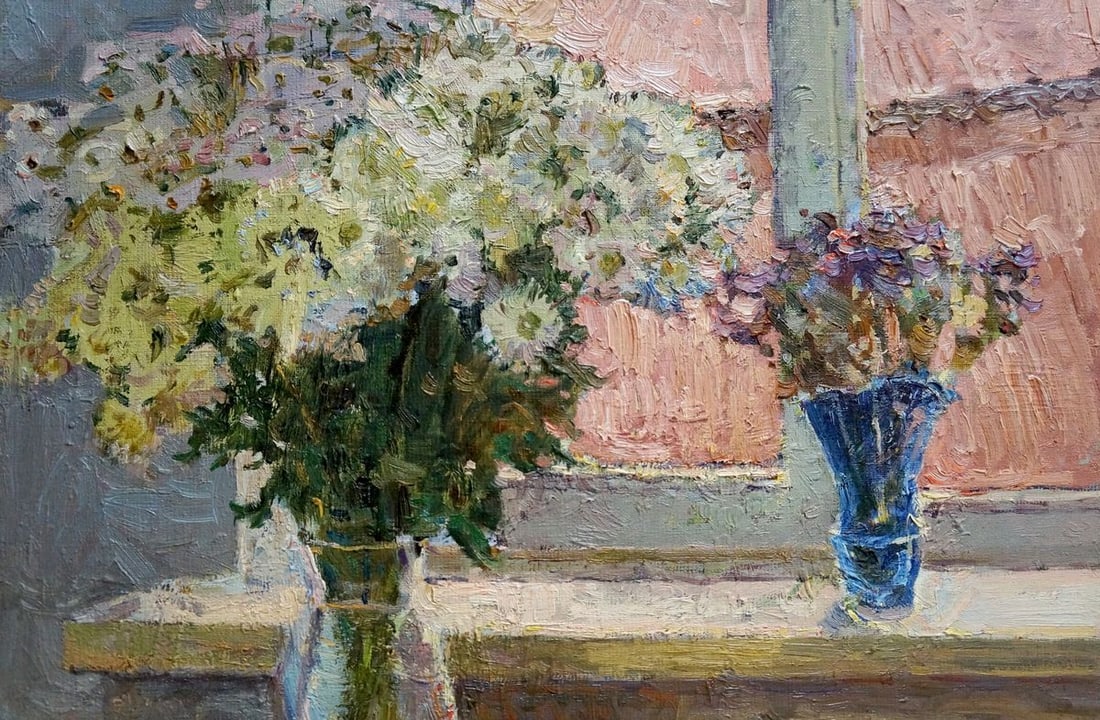 Oil painting Flowers by the window Peter Kuzmich Stolyarenko - 4