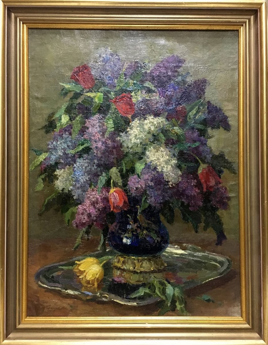 Oil painting Flowers: Title: Oil painting Flowers Description: Vern 800 *** ABOUT THIS PAINTING *** * TITLE: "Flowers" * ARTISTS: * SIZE: 78x58 cm/'30.70x22.83 inches', frame size: 90x70 cm/'35.43x27.55 inches' * MEDIUM: o