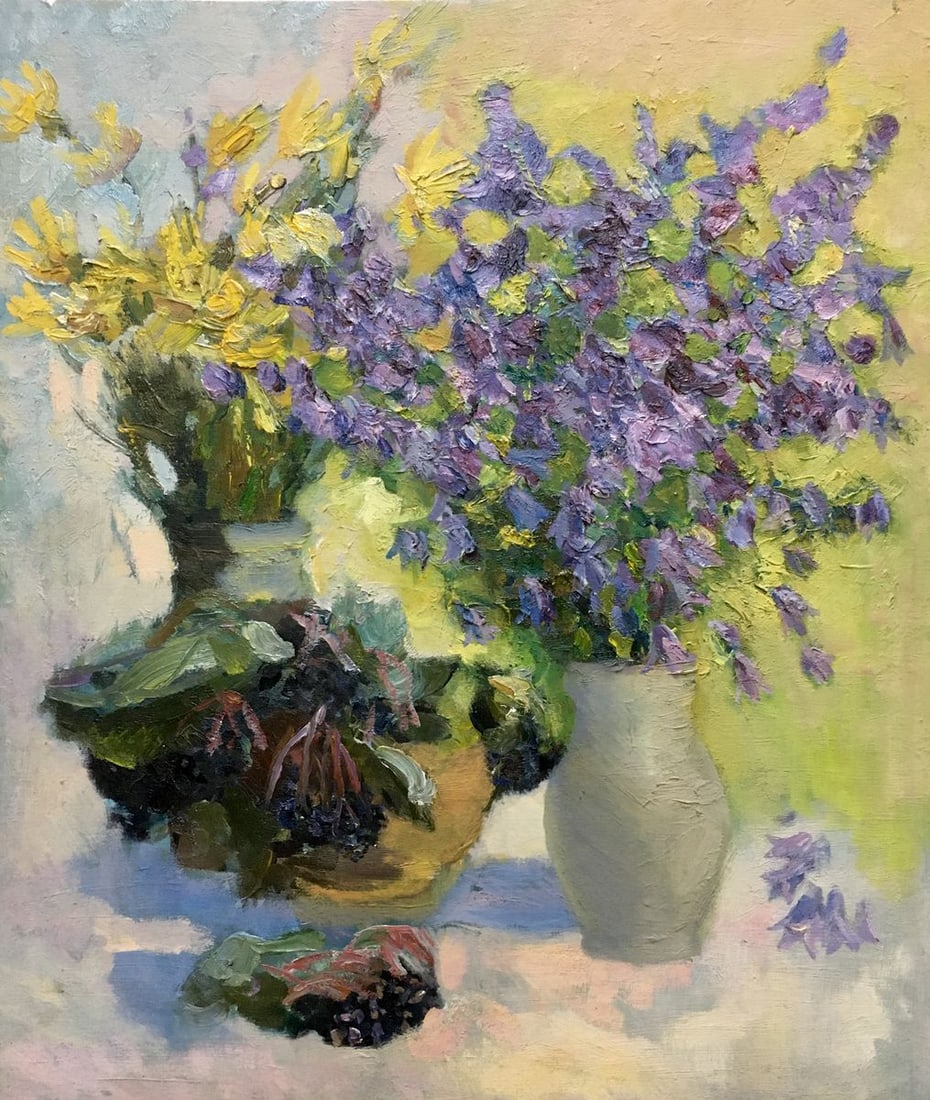 Oil painting Lilac and daisies D. Varikutsa (1 of 9)