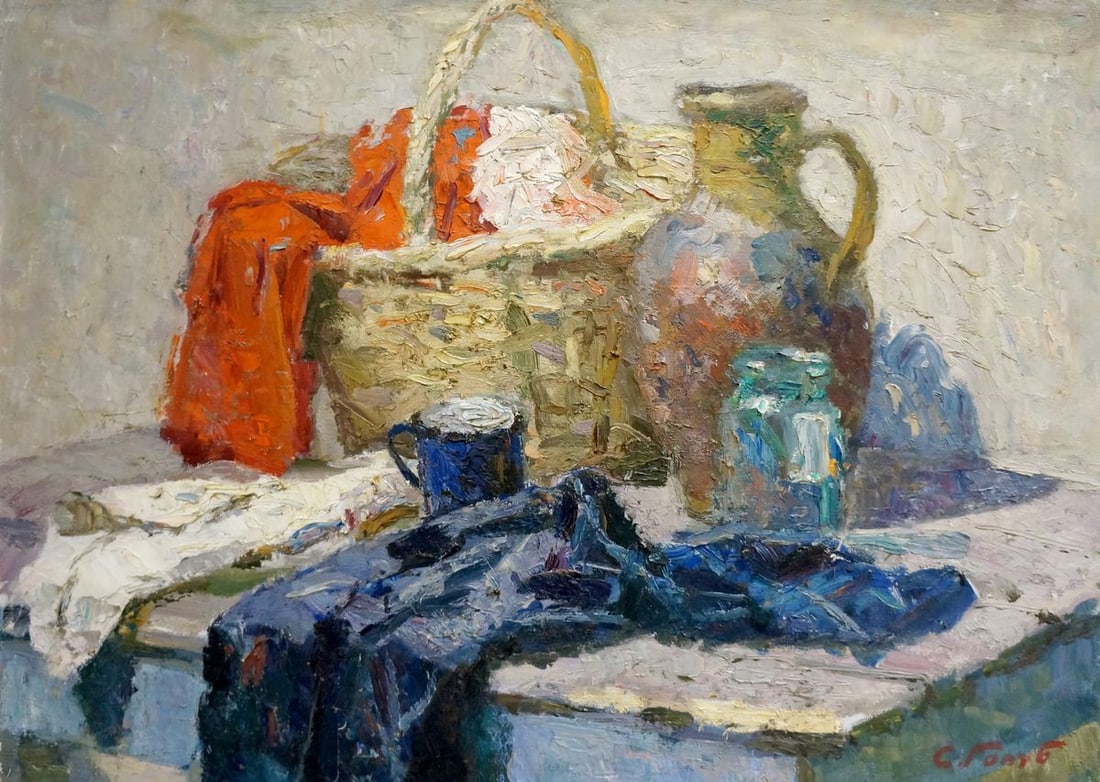 Oil painting Clothes in basket Golub Stepan Filippovich (1 of 8)