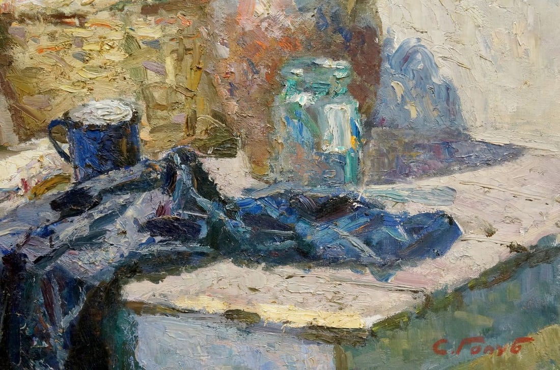 Oil painting Clothes in basket Golub Stepan Filippovich - 5