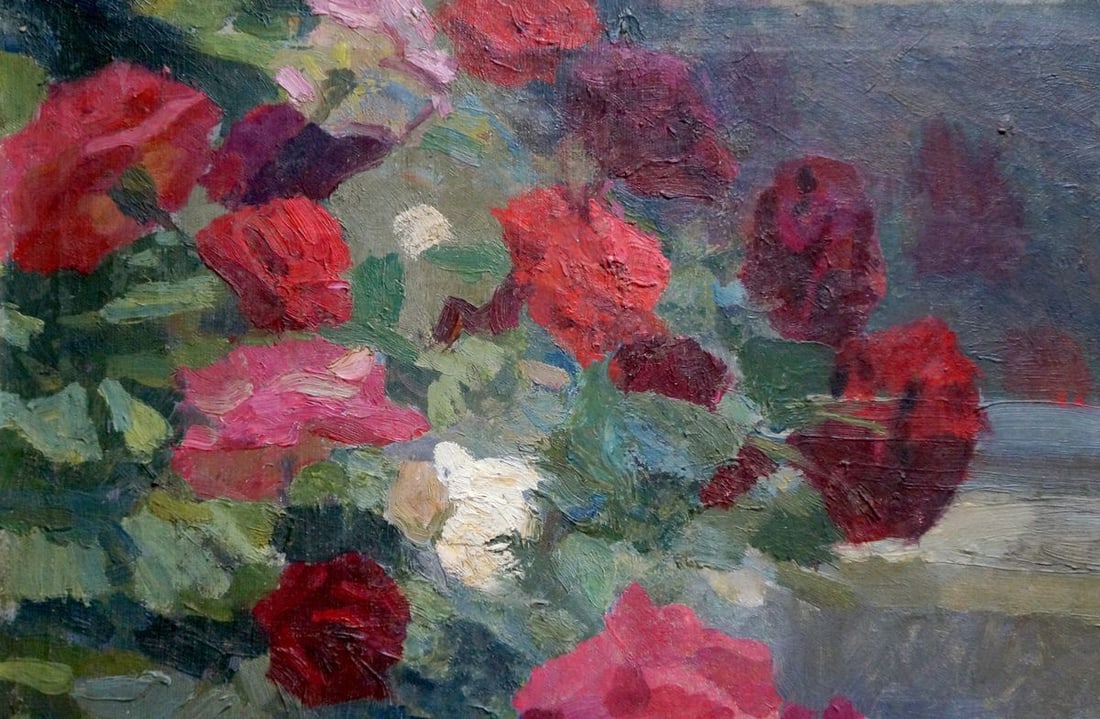 Oil painting Red and white roses Pokulity Konstantin Ivanovich - 3