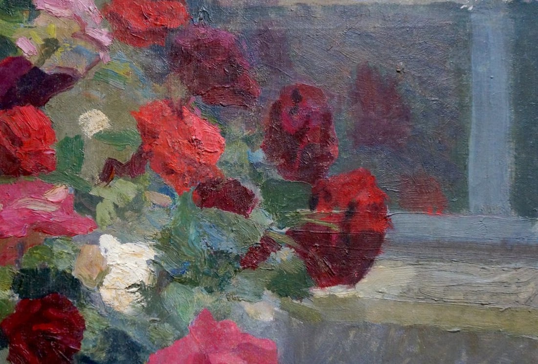 Oil painting Red and white roses Pokulity Konstantin Ivanovich - 4
