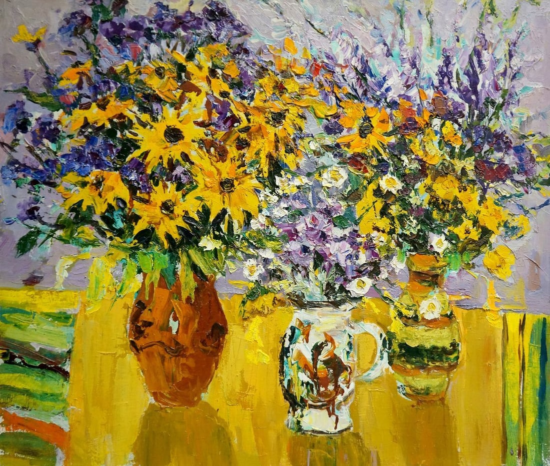 Oil painting Daisies and lilacs Mandrikova - Donchik Nadezhda Alekseevna (1 of 8)
