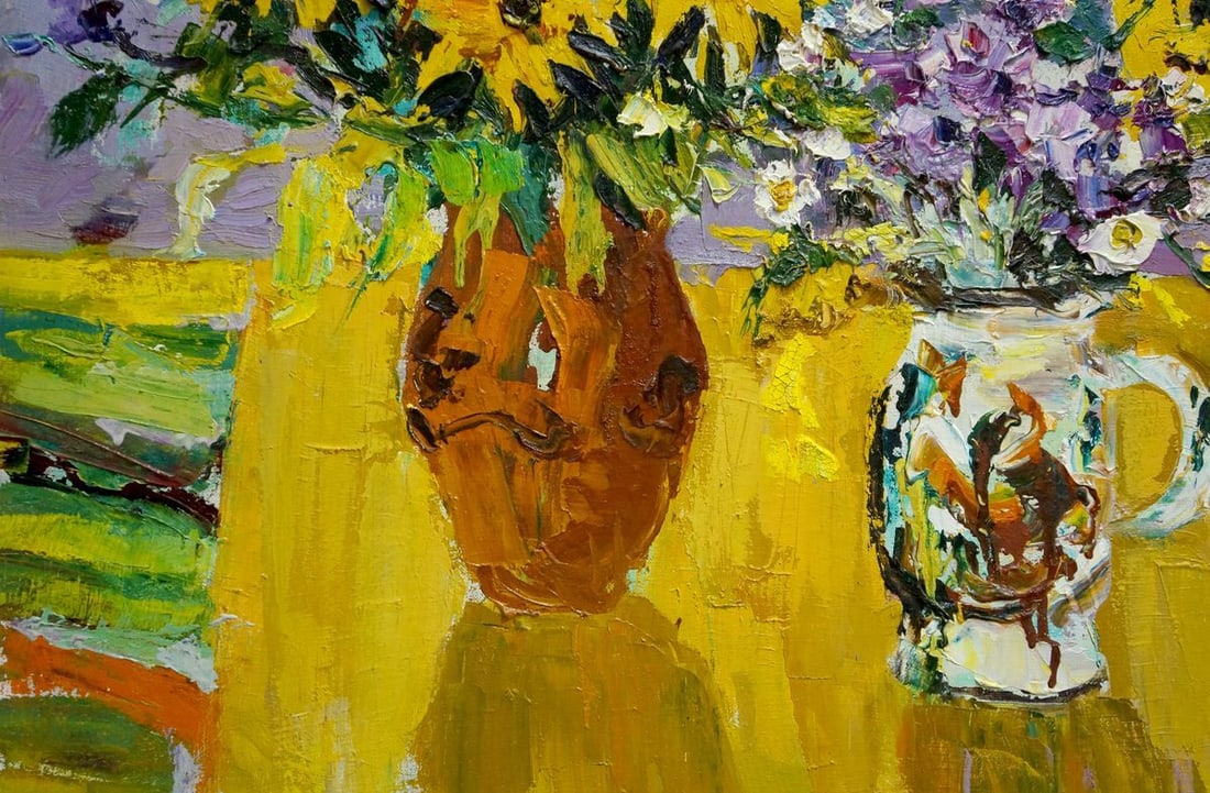 Oil painting Daisies and lilacs Mandrikova - Donchik Nadezhda Alekseevna - 2