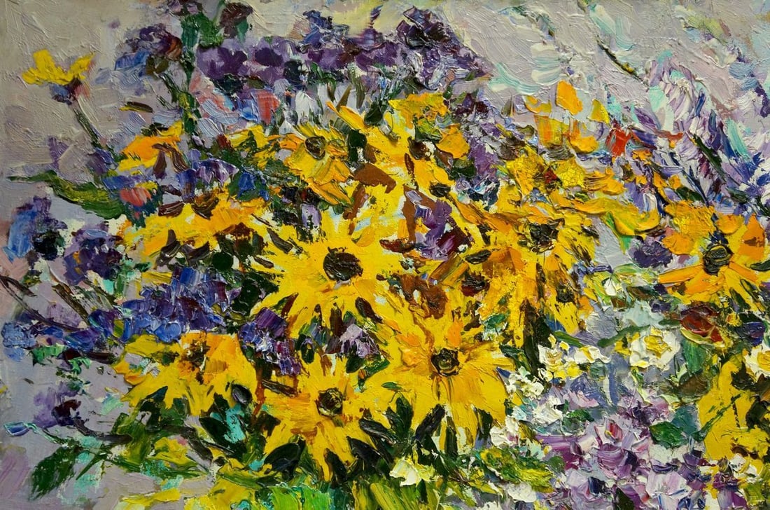 Oil painting Daisies and lilacs Mandrikova - Donchik Nadezhda Alekseevna - 3