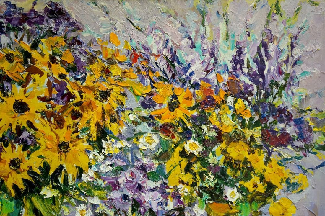 Oil painting Daisies and lilacs Mandrikova - Donchik Nadezhda Alekseevna - 4