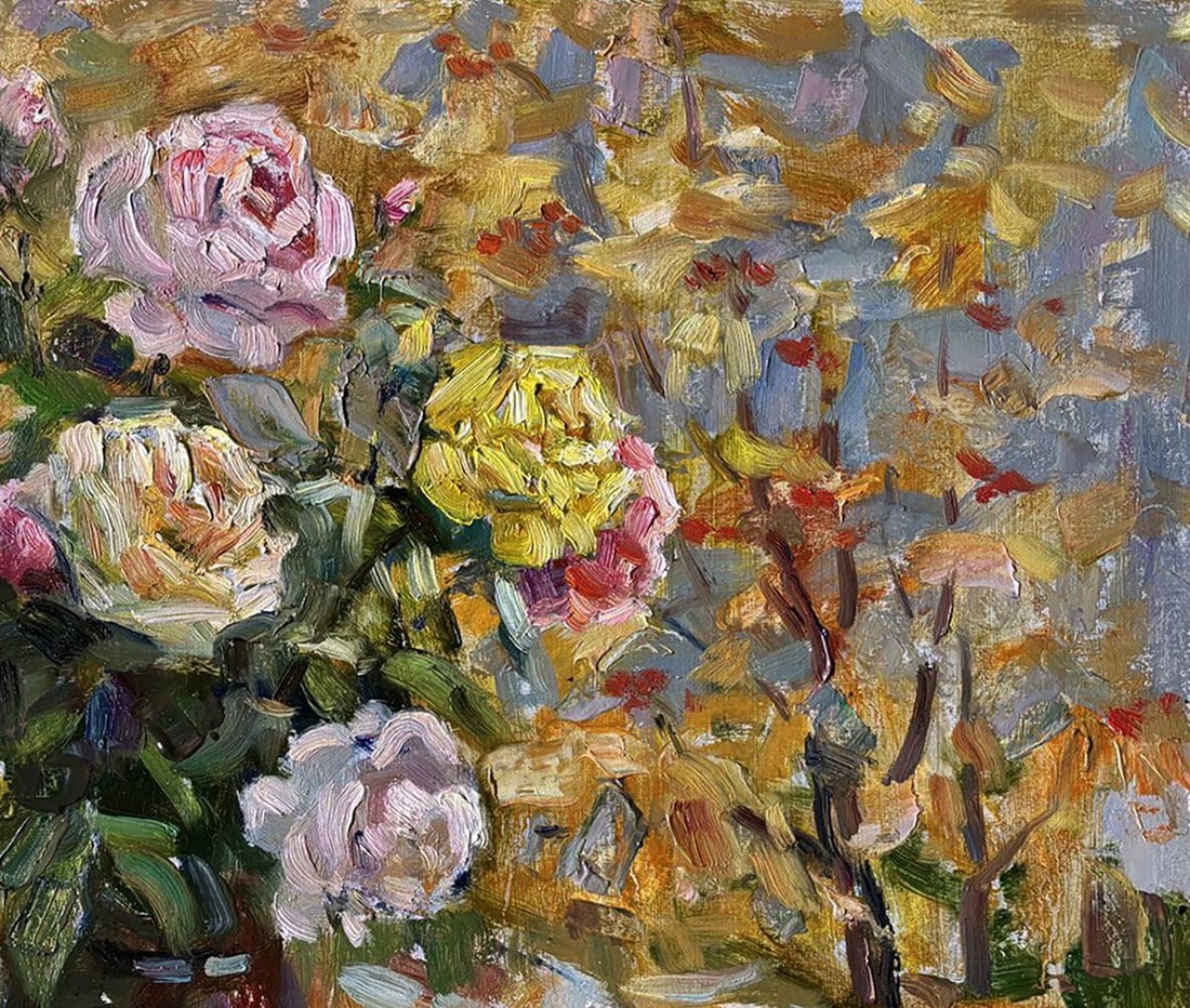 Oil painting Autumn roses on the table Ivan Kovalenko - 3