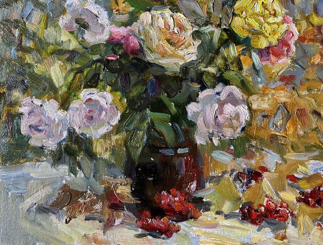 Oil painting Autumn roses on the table Ivan Kovalenko - 4
