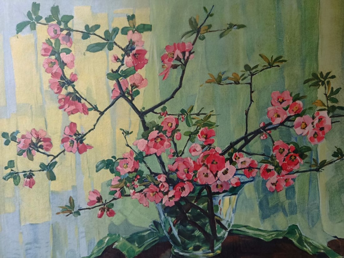 Oil painting Flowering branches in a vase Unknown artist - 6