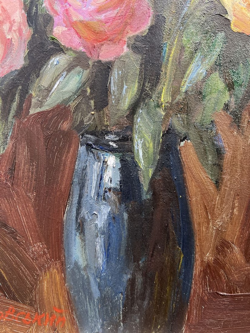 Oil painting Red and yellow roses V. Mishurovsky - 4