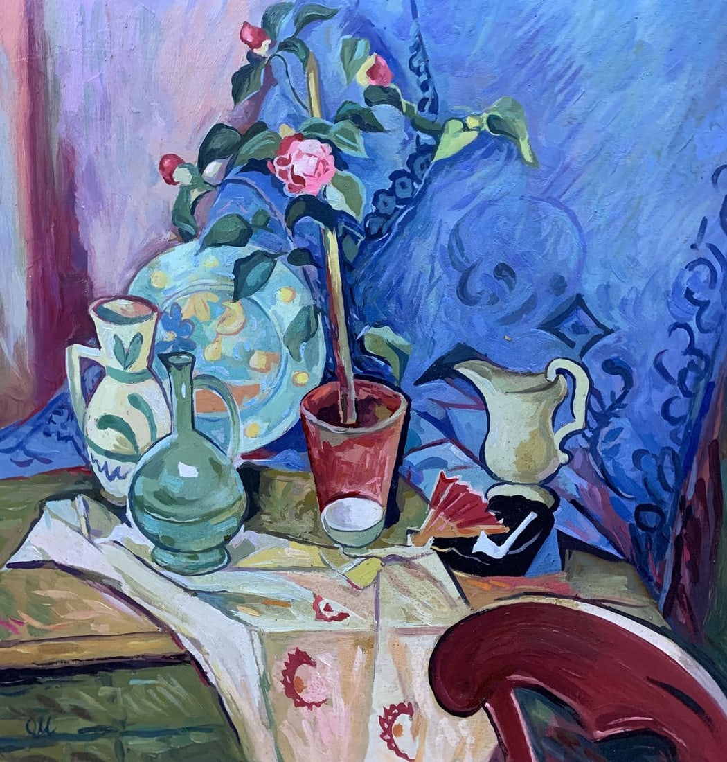 Oil painting Rose on the table Unknown artist (1 of 10)