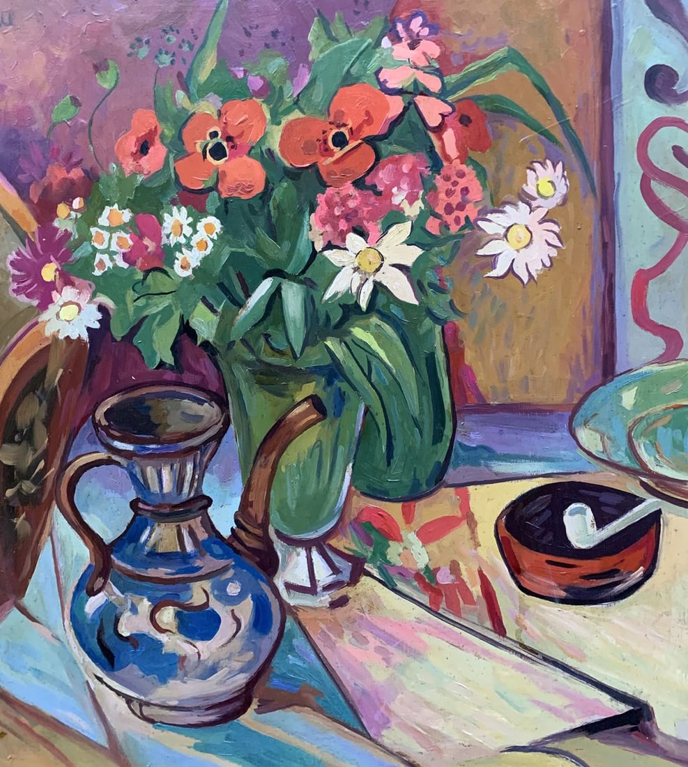 Oil painting Flowers on the table Unknown artist (1 of 8)
