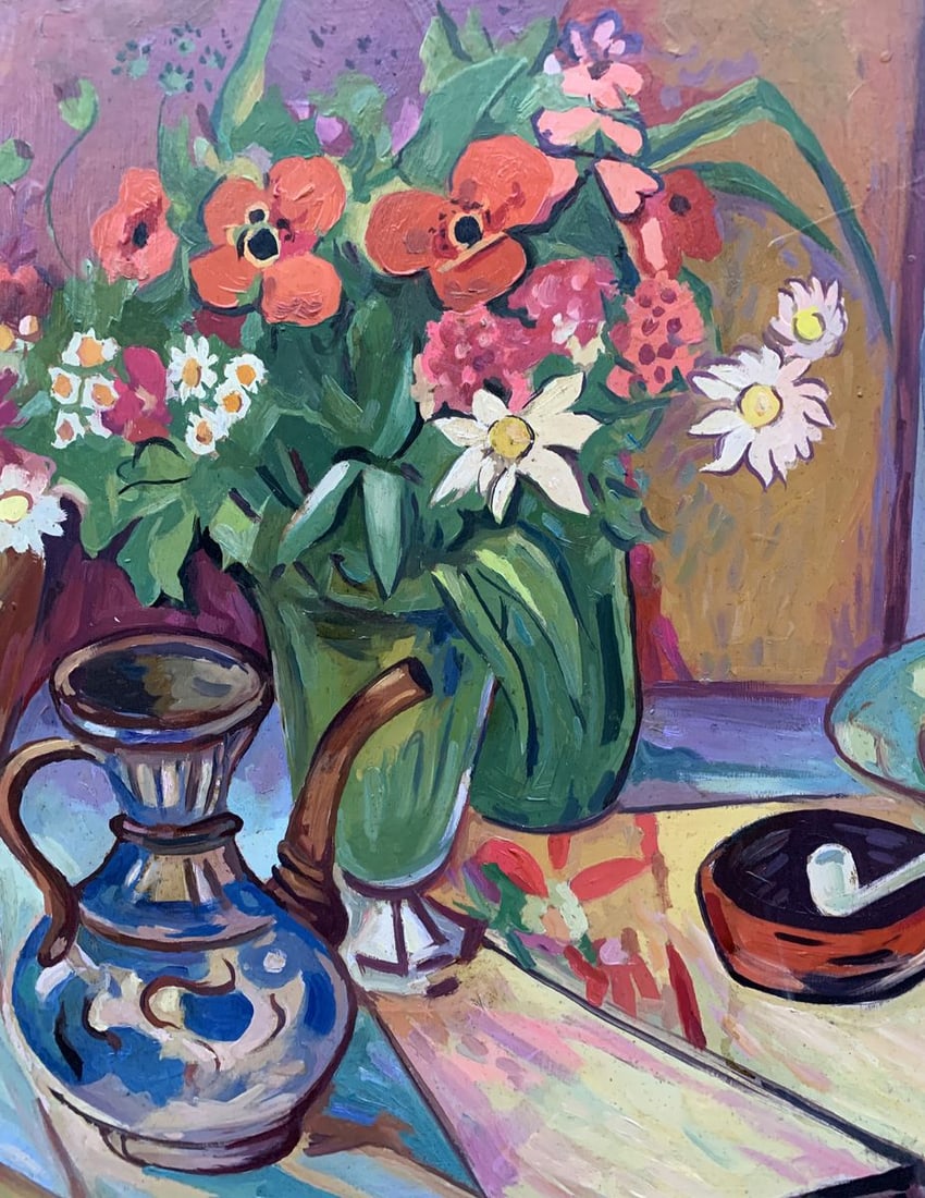Oil painting Flowers on the table Unknown artist - 2