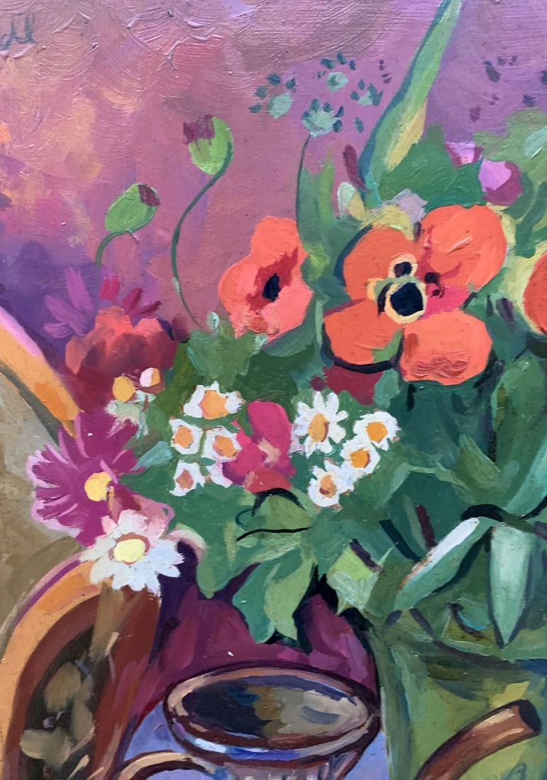 Oil painting Flowers on the table Unknown artist - 3