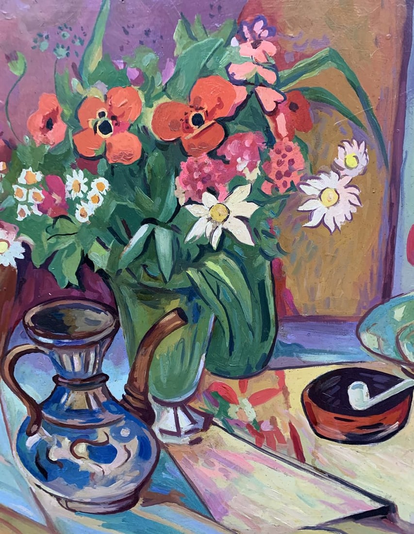Oil painting Flowers on the table Unknown artist - 4