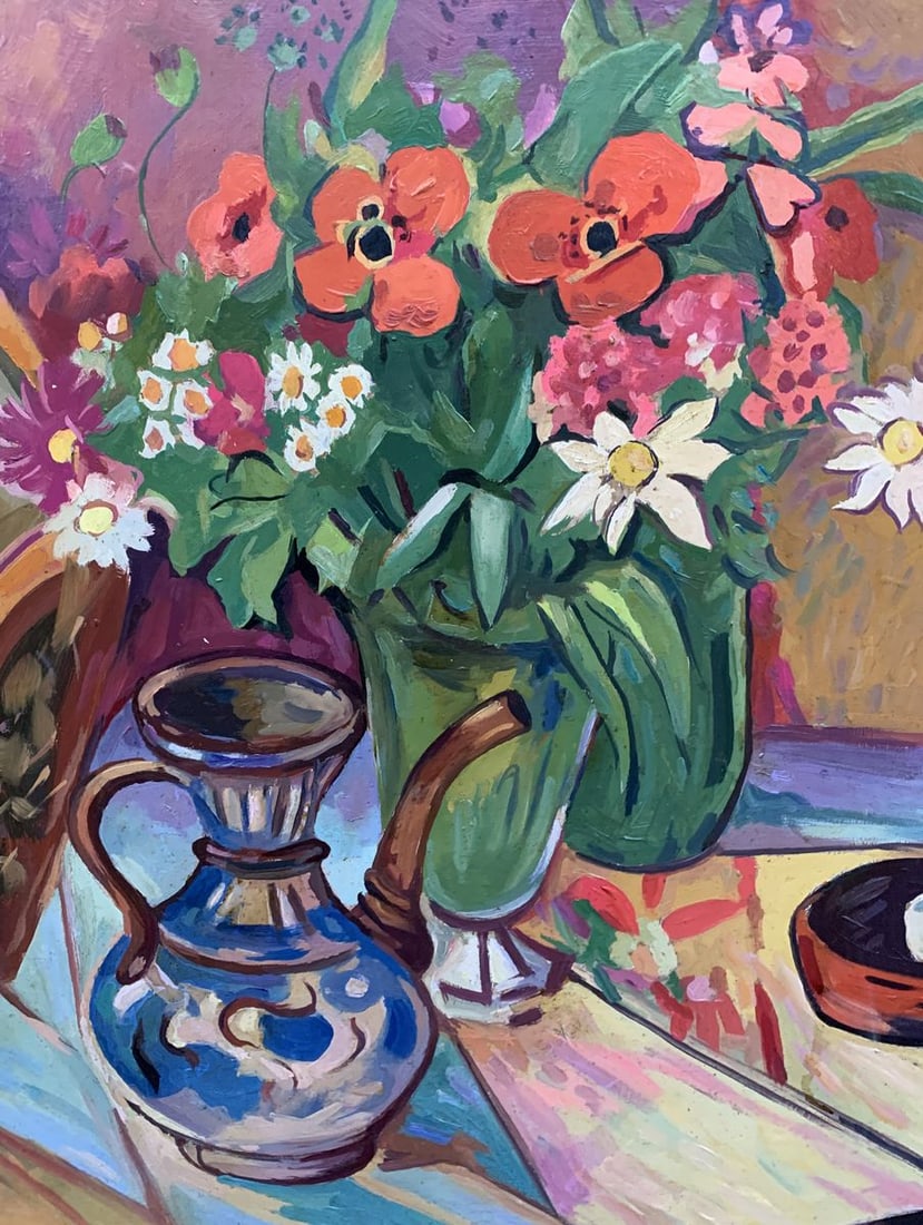Oil painting Flowers on the table Unknown artist - 6